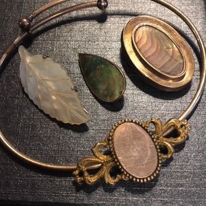 Three pins and a bracelet. Vintage.